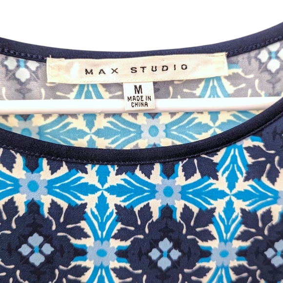 Max Studio Summer Dress Patterned Blue Women's Size Medium - Picture 2 of 5